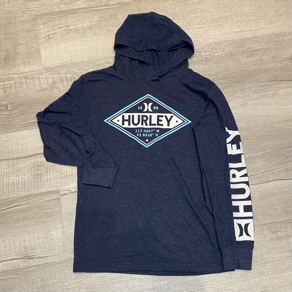 Hurley Long Sleeve T-Shirt with Hoodie - Size 10-12 - Picture 1 of 1